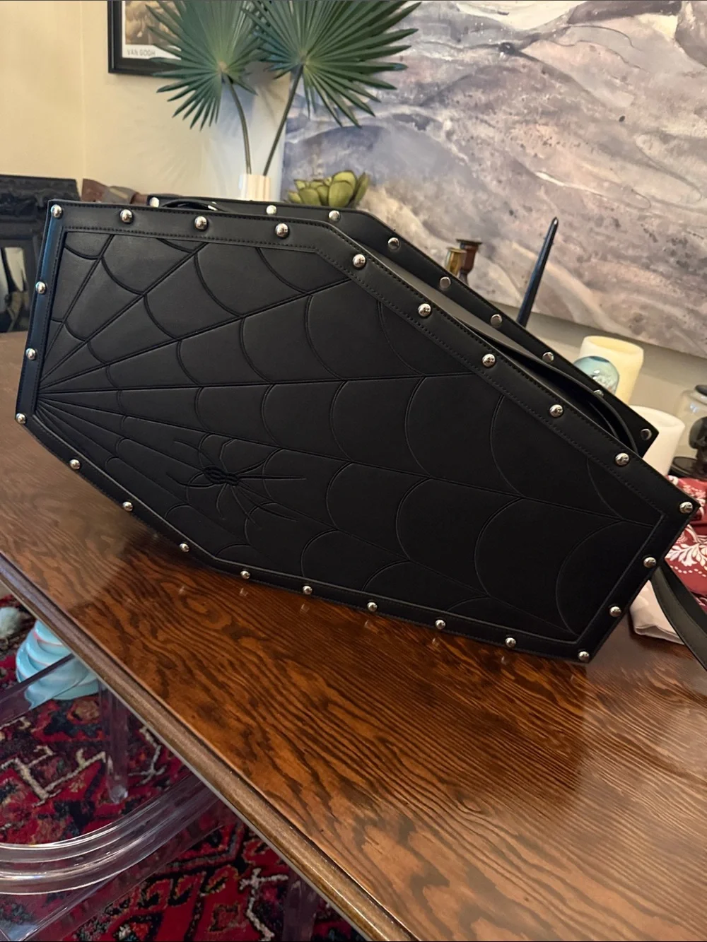 Black Coffin-Shaped duffel overnight Bag